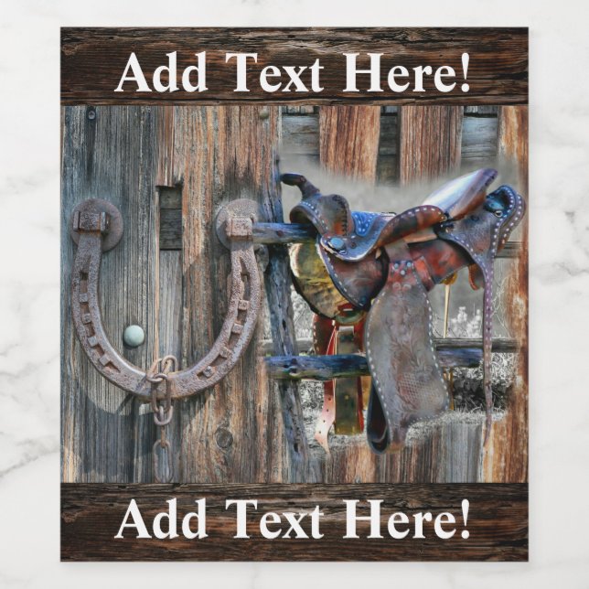 Etiqueta de vino occidental rústica para caballos  (Etiqueta única)