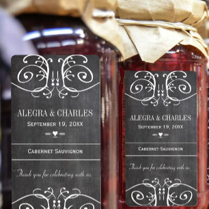 Etiqueta de Vino para Boda en Pizarra