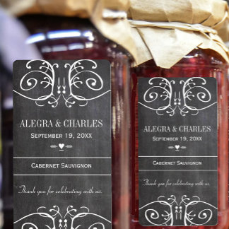 Etiqueta de Vino para Boda en Pizarra