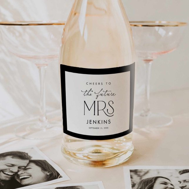 Etiqueta de vino para despedida de soltera 'Brindi (Elegant The Future Mrs Bridal Shower Wine Label)