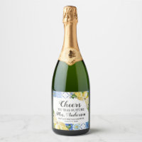 Etiqueta de vino para ducha de novia Mediterranean
