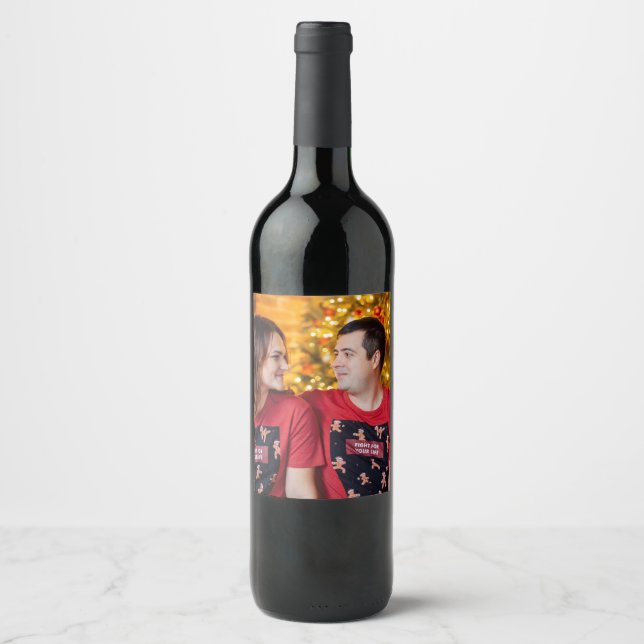 Etiqueta de vino personalizada de 2 fotos a doble  (Anverso)
