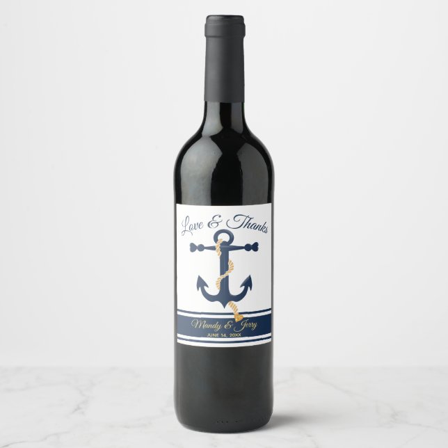 etiqueta de vino personalizada de anclaje azul bod (Anverso)