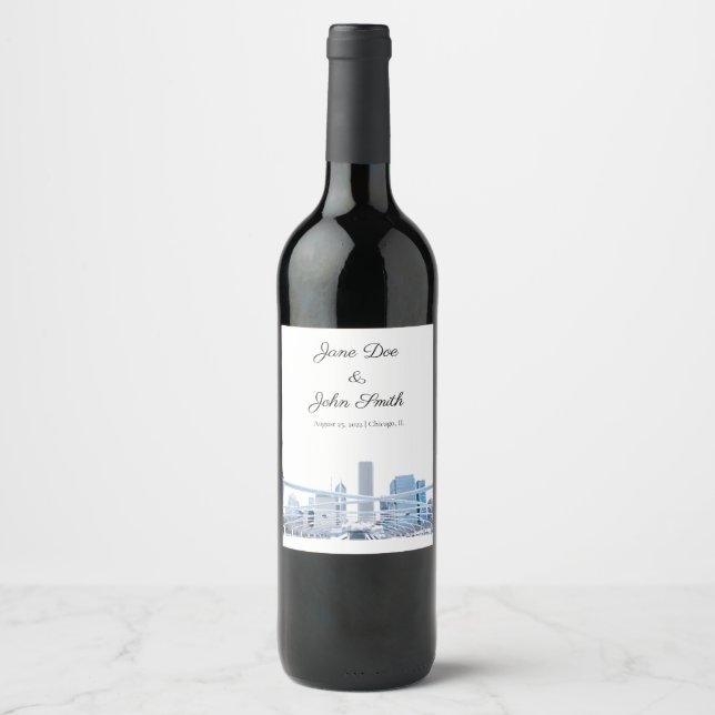 Etiqueta de vino personalizada de Chicago (Anverso)