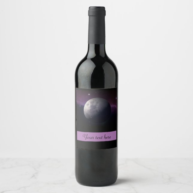 Etiqueta de vino personalizada de fotografía lunar (Anverso)