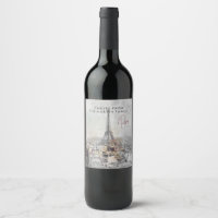 Etiqueta de vino personalizada de la Torre Eiffel