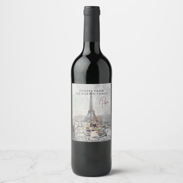 Etiqueta de vino personalizada de la Torre Eiffel  (Anverso)