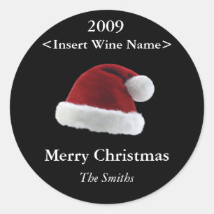 Etiqueta de vino personalizada de Santa Hat
