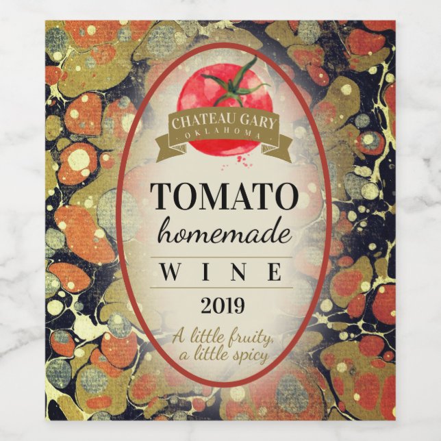 Etiqueta de vino personalizada de tomate de vino c (Etiqueta única)