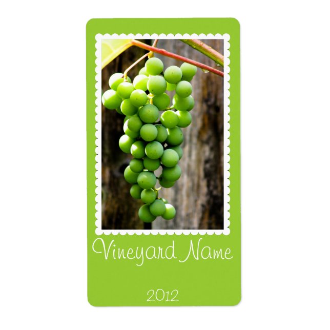 Etiqueta de vino personalizada de uva verde (Frente)