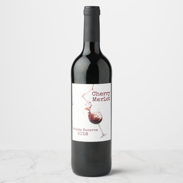 Etiqueta de vino personalizada de vidrio de vino r (Anverso)