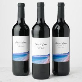 Etiqueta de vino personalizada Malibu Wedding Favo