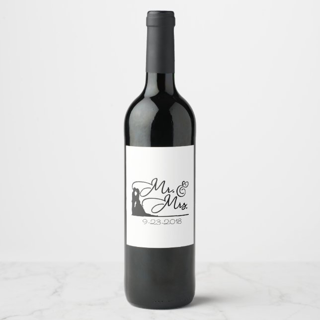 Etiqueta de vino personalizada para el Sr y Sra (Anverso)