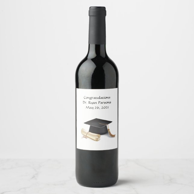 Etiqueta de vino personalizada para graduado (Anverso)