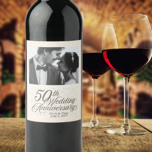 Etiqueta de vino Personalizado de 50 años Boda