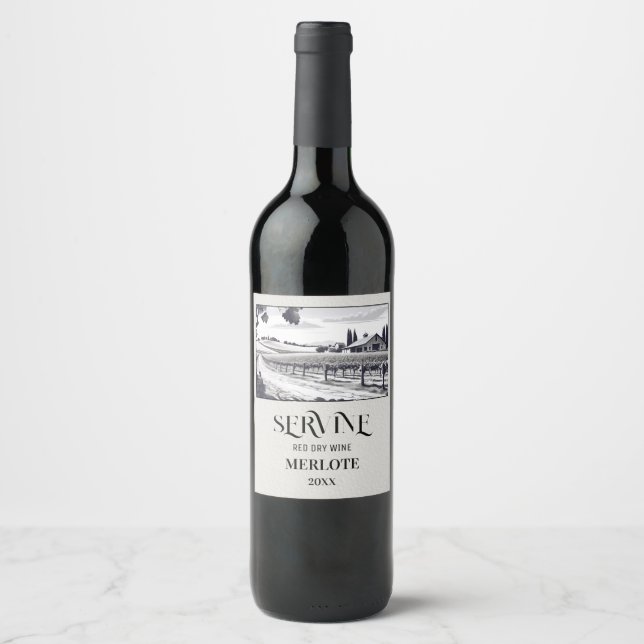 Etiqueta de vino Personalizado de campos de viñedo (Anverso)