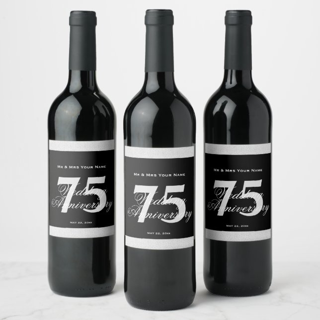 Etiqueta de vino Personalizado en el 75° aniversar (Botellas)