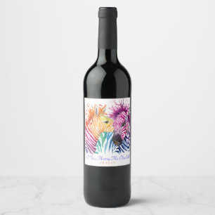 Etiqueta de vino Rainbow Zebra Marry Me