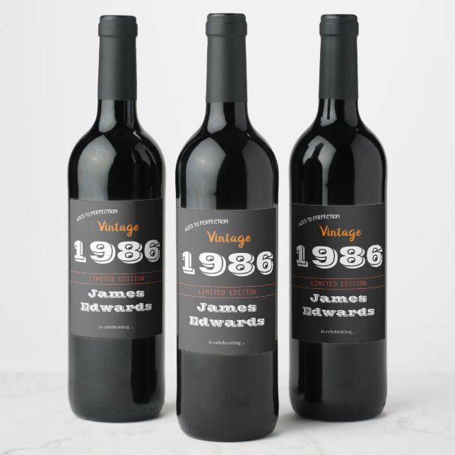 Etiqueta de vino retro de 1986 personalizado Vinta (Botellas)
