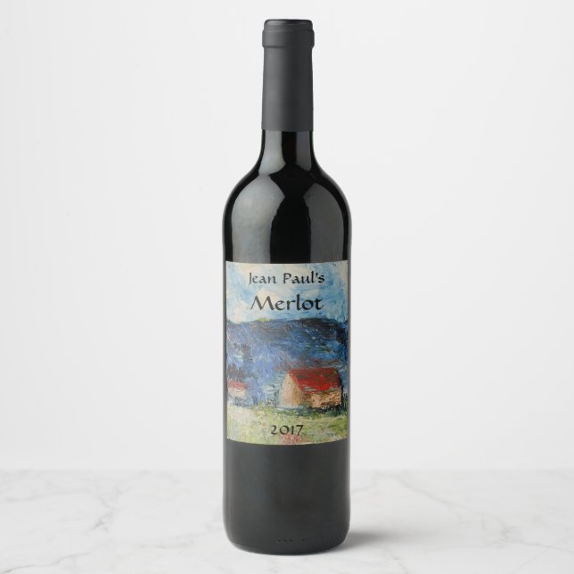 Etiqueta de vino rojo paisajista de la casa de cam (Anverso)