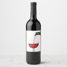 Etiqueta de vino rojo vertido