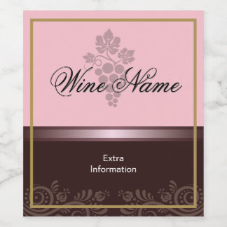 Etiqueta De Vino Rosa Con Uvas