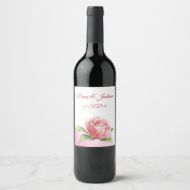Etiqueta de vino rosa rosa de color de agua