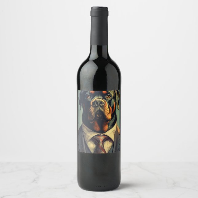 Etiqueta de vino Rottweiler President (Anverso)