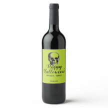 Etiqueta de vino Skull Halloween Verde envenenado