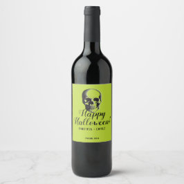 Etiqueta de vino Skull Halloween Verde envenenado