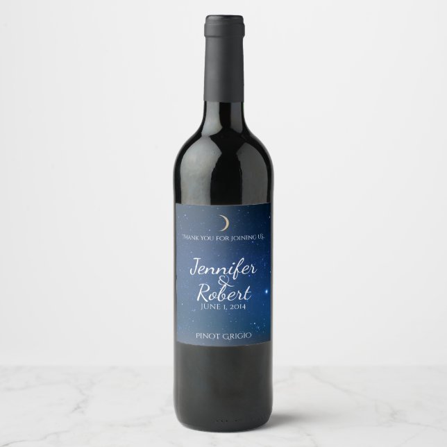 Etiqueta de vino Starry Night Boda (Anverso)