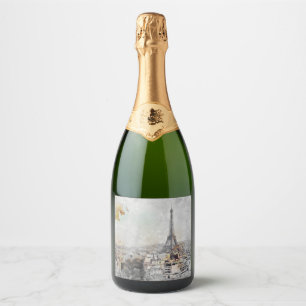 Etiqueta de Vino Torre Eiffel París Francia   Eleg