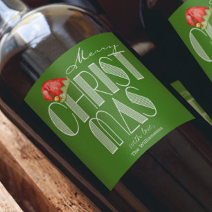 Etiqueta de vino verde de la tipografía retro navi