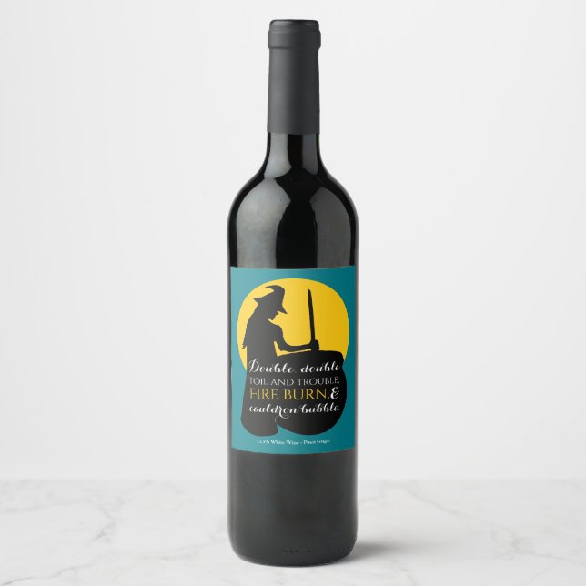 Etiqueta de vino Witch and Moon Magic Spell (Anverso)