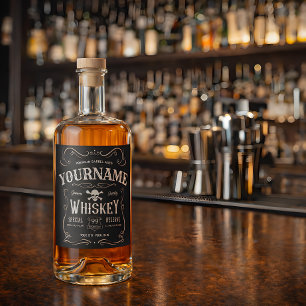 Etiqueta de Whiskey antigua barra de licor de époc