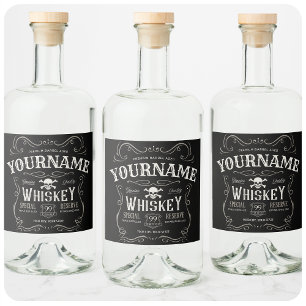 Etiqueta de Whiskey antigua barra de licor de époc