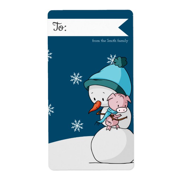 Etiqueta De y hacia Snowman y los Navidades personalizados  (Frente)