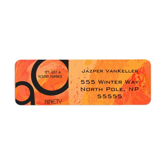 Etiqueta Década naranja 90 cumpleaños (Frente)