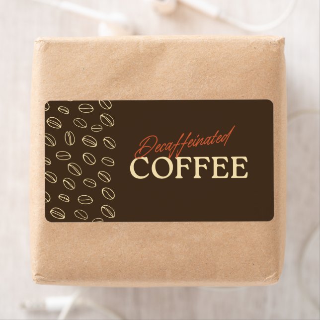 Etiqueta Decaffeinated Coffee Label – Retro Coffee Beans (In situ)