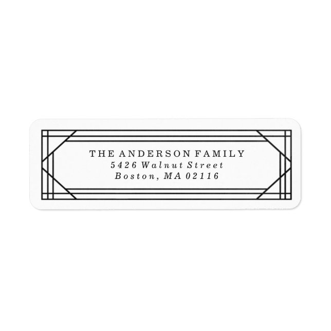 Etiqueta Deco moderno de arte negro y blanco | Vacaciones (Frente)