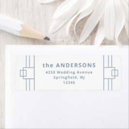 Etiqueta Deco moderno | Elegante blanco y azul turbio