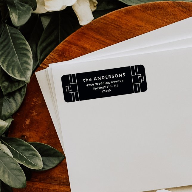 Etiqueta Deco moderno | Elegante Onyx Negro y Blanco (Subido por el creador)