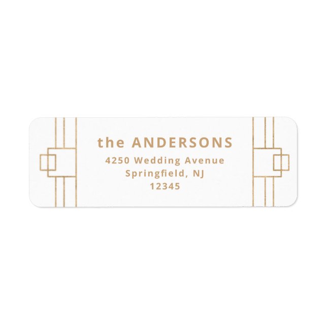 Etiqueta Deco moderno | Faux Gold y White (Frente)