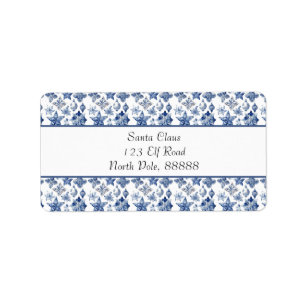 Etiqueta Decoración de Navidad en Delft Blue personalizable