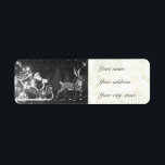 Etiqueta Decoración de Santa blanco y negro vintage de los<br><div class="desc">Navidades Santa de color blanco y negro con decoración de trineo</div>