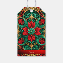 Etiqueta decorativa de regalo de vacaciones verdes