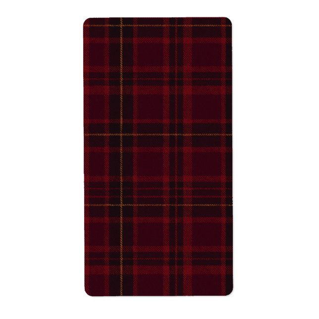 Etiqueta Deep Burgundy Blackwatch Tartan Plaid Pattern (Frente)