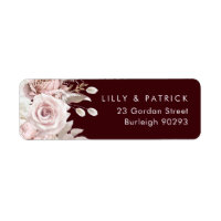 Deep Burgundy Blush Modern Wedding Return Address