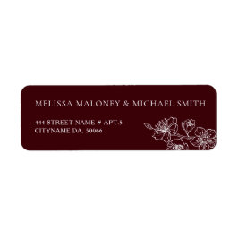 Etiqueta Deep Burgundy Floral Line Art 