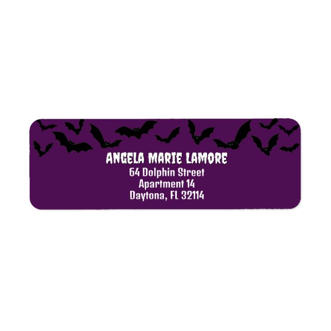 Etiqueta Deep Purple Bat Halloween temática Spooky (Frente)
